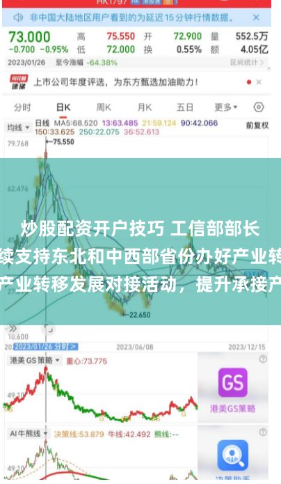 炒股配资开户技巧 工信部部长金壮龙：将继续支持东北和中西部省份办好产业转移发展对接活动，提升承接产业转移能力